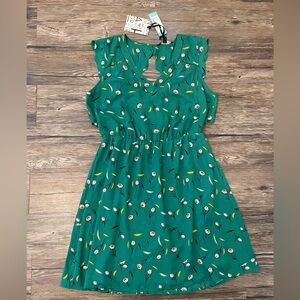 41 Hawthorn Green Floral Scallop Detail Dress Size L